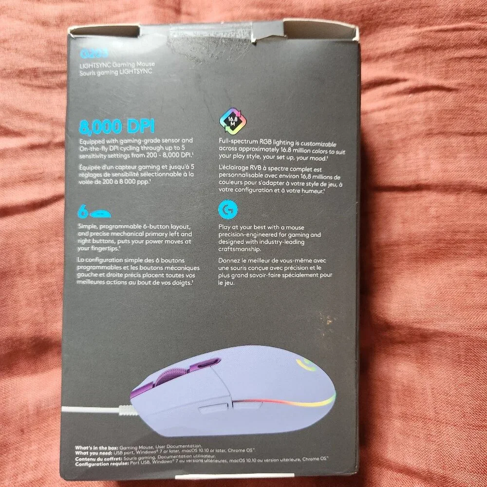 Logitech G203 LIGHTSYNC gaming mouse Not working Mouse is like new but cat chew